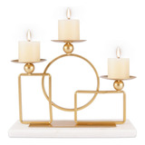 Candelabro De Metal Para Velas Con Mármol 3 Brazos Elegante