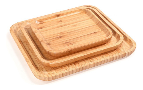 Tablas De Bambu Cuadrada Cortar Alimentos Cocina 3 Piezas