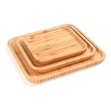 Tablas De Bambu Cuadrada Cortar Alimentos Cocina 3 Piezas