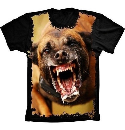 Camiseta Estilosa 3d Animais - Cachorro Bravo