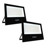 Kit C/2 Refletores Tr 100w Slim Taschibra Led Luz Fria 6500k