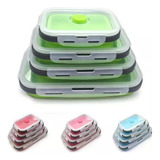 Set Recipientes Porta Comida 4pz Expandibles Siliconados 