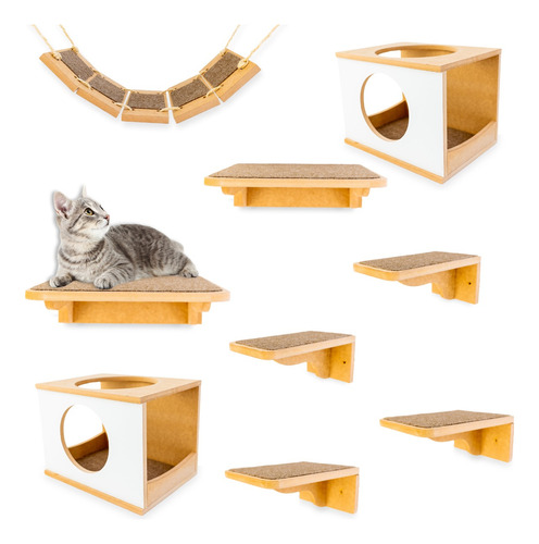 Playground Para Gato 9pcs Kit Montado Frente Redonda Premium