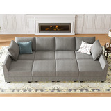 Sofa Modular Otomana Forma L/u 8 Asientos Color Gris Honbay 