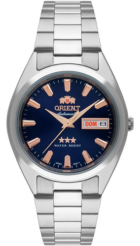 Relógio Masculino Orient Automático Prata Azul Antigo Data