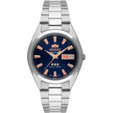 Relógio Masculino Orient Automático Prata Azul Antigo Data