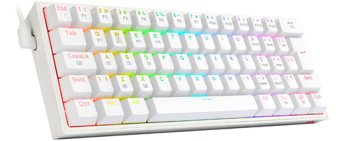 Teclado Mecânico Redragon Fizz Pro Wireless 60% Branco Brown