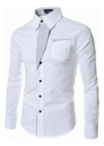 Camisa Elástica Rayas Diagonale Slim-fit Contraste Moda Ropa