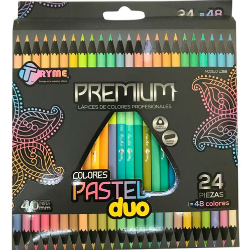 Lapices Colores Tryme Pastel Duo Premium 4.0mm Caja C/24