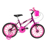 Bicicleta Para Menina Infantil Aro 16 Colorida Com Rodinhas