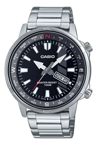 Reloj Casio Mtd-130d-1a Ø44mm Sumergible Anillo De Brujula