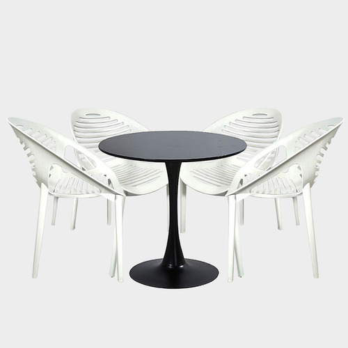 Combo Comedor Cocina Tulip Mesa Negra  Y 4 Sillas Niza