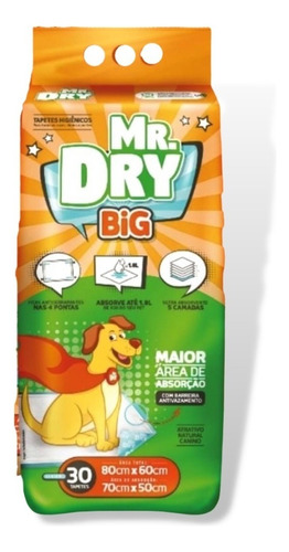 Tapete Higiênico Mr Dry Big 80x60 30 Unidades