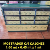 Mostrador De Madera, Frente De Vidrio.9 Cajones 