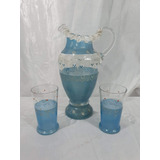 Jarra Veneciana Azul Con 2 Vasos Cod 31373