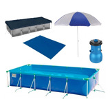 Kit Piscina 7600 Lts Mor + Bomba 3028l 110v + Capa + Forro