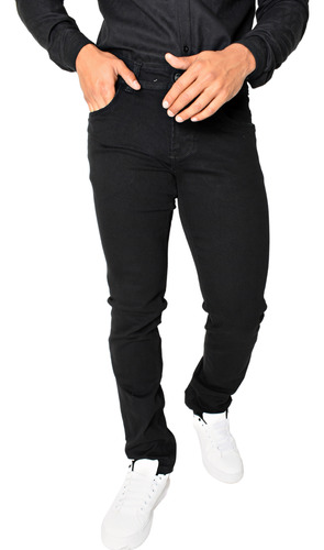 Pantalón De Mezclilla Negro Liso Skinny Cód. 60a Moller