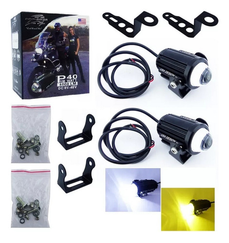 Par De Neblineros Moto Led Dúo Color 80watt 8000lm 12-24v