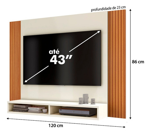 Estante Painel Tokyo Para Tv Até 43 Polegadas Ripado Nicho