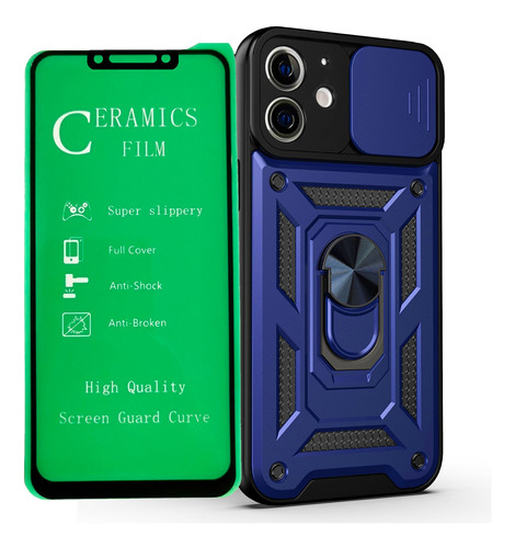 Estuche Antichoque Reforzado + Vidrio Ceramic Para iPhone