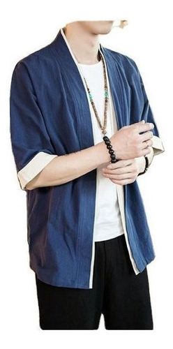 Chaqueta Kimono De Manga Corta Para Hombre