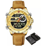 Relógio Masculino Naviforce Nf9208 Digital Analógico Dourado