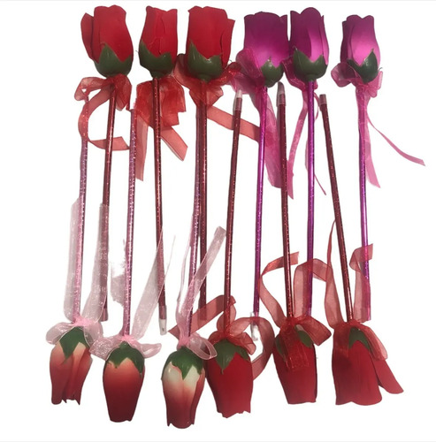 12 Plumas Con Rosa Para El 14 De Febrero, San Valentin