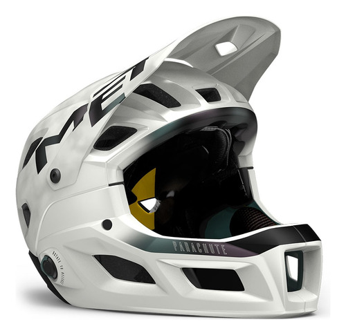 Casco Para Enduro Met Parachute Mcr Mips Blanco Iridiscente