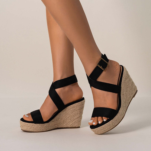 Sandalias De Mujer, Modernas, Con Tacón De Cuña, Color Sólid