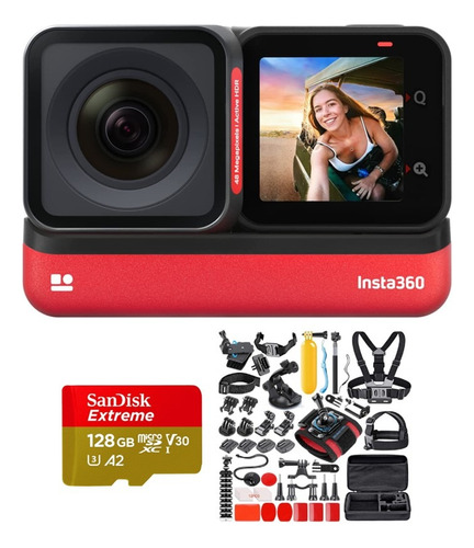 Cámara Deportiva Insta360 One Rs 4k Edition 48mp+ 128gb +kit