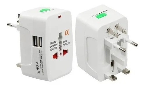 Adaptador Corriente Universal Viajero Toma 2 Puerto Usb