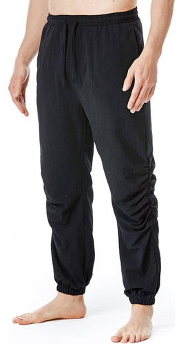 Pantalón Casual De Hombre De Algodón Y Lino Elástico