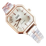 Reloj Femenino Con Cristal En Mineral Marca Q&q