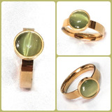 Anillo Piedra Ojo De Gato Oro Laminado Italiano 18k 