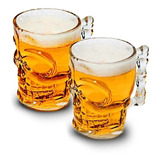 Set 2 Vaso Cervecero Calavera Shopero Chopero Vidrio 480cc