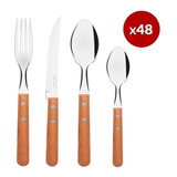 Set Juego 48 Cubiertos Tramontina Dynamic Asado Mango Madera