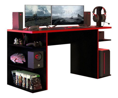 Mesa Para Computador Gamer Madesa 9409 - Preto/vermelho