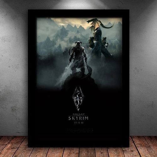 Quadro Decorativo Elder Scrolls Skyrim Moldura 43x33cm