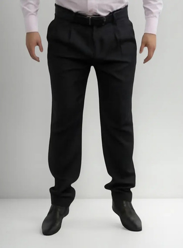Calça Social Masculina Em Oxford, Com Pregas, 100% Poliester