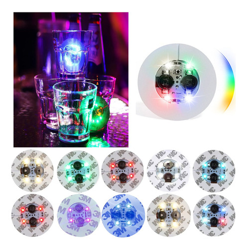 Luces Led Colores Botella Posavaso Taza Tapete 10pz Pegatina