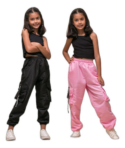 Kit 2 Calça Cargo Jogger  Feminina Infantil  Blogueirinha