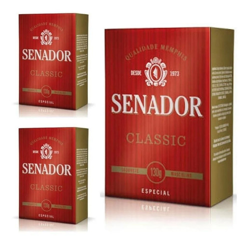 Kit Com 3 Sabonete Senador Classic 130g Sabão Em Barra