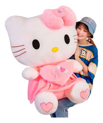  Peluche Hello Kitty Corazón Amor Gigante Grande 70 Cm Gato 