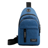 Mochila Cruzada Mariconera Con Usb Salida Para Auriculares Color Azul