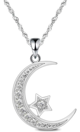 Gemschest Collar De Luna De Plata De Ley 925 Con Circonita C