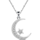 Gemschest Collar De Luna De Plata De Ley 925 Con Circonita C