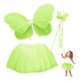 Precioso Disfraz Para Bebe Niña Mariposa Campanilla Verde