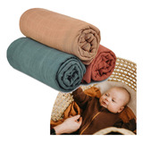 #3units Muslin Baby Swaddle Blanket Cubierta For Cochecito .