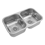 Pileta Bacha Doble De Cocina Johnson Cc28/18 Acero Inox