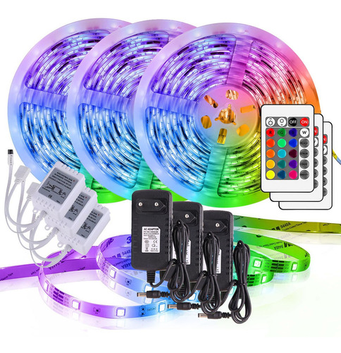 15m Fita Led Colorida 5050 Rgb 16 Cores + Fonte + Controle